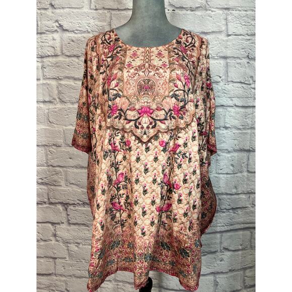 Tolani Tops - Tolani Flowy Floral Boho Kaftan Style Blouse